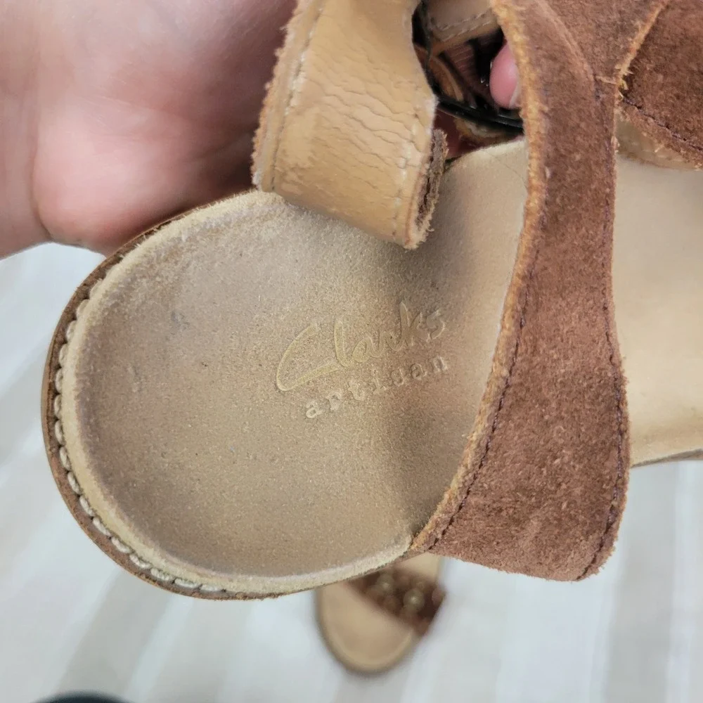 Clarks‎ Artisan Corsio Amelia Leather Sandals Tan Brown Size 8.5